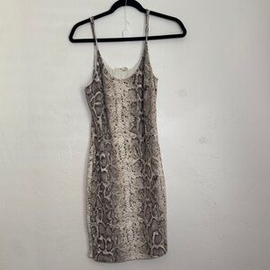 Bear Dance Beige Snake Print Mini Dress